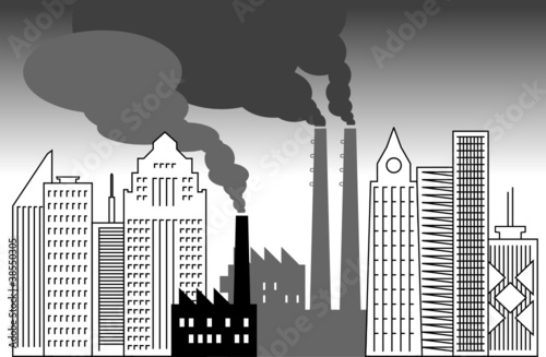 Air pollution over the city, vector illustration