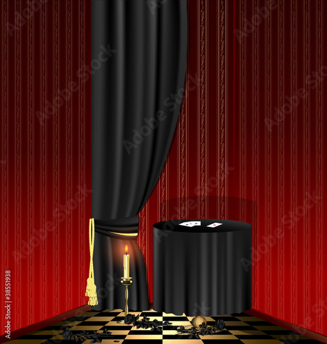 black table in the red room