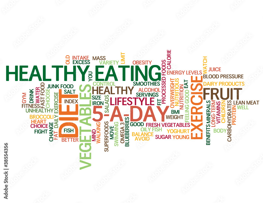 “Healthy Eating” Tag Cloud (5-a-day diet vegetables fruit)
