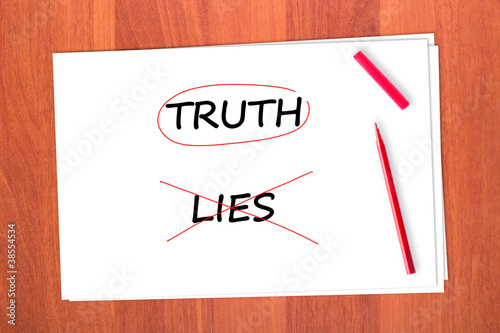Chose the word TRUTH, crossed out the word LIES