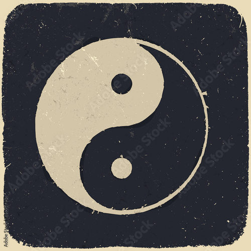 Grunge yin yang symbol background. Vector illustration, EPS10.