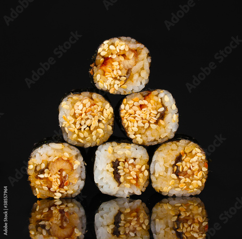 Tasty rolls isolated on black