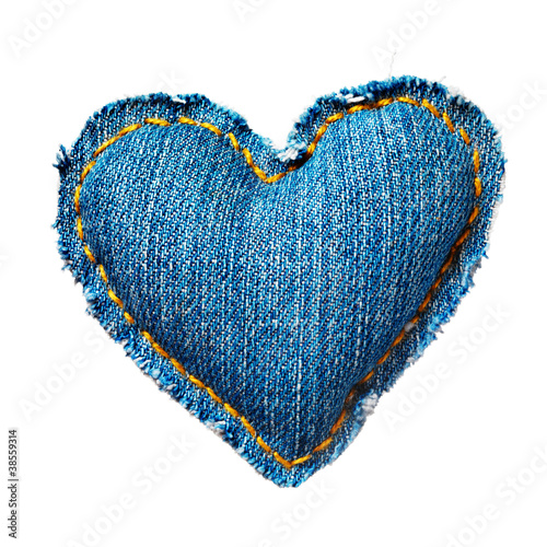 Valentine jeans heart. Isolated on white. photo