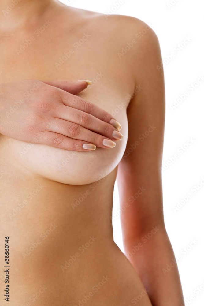 Fototapeta premium Woman holding her breast