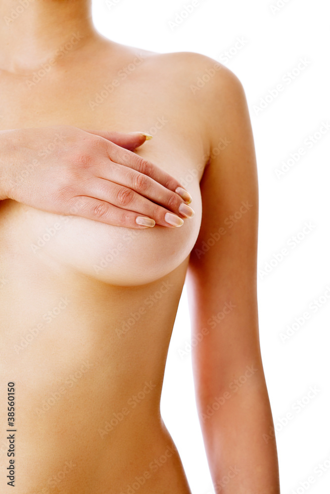 Woman holding her breast Woman holding her breast