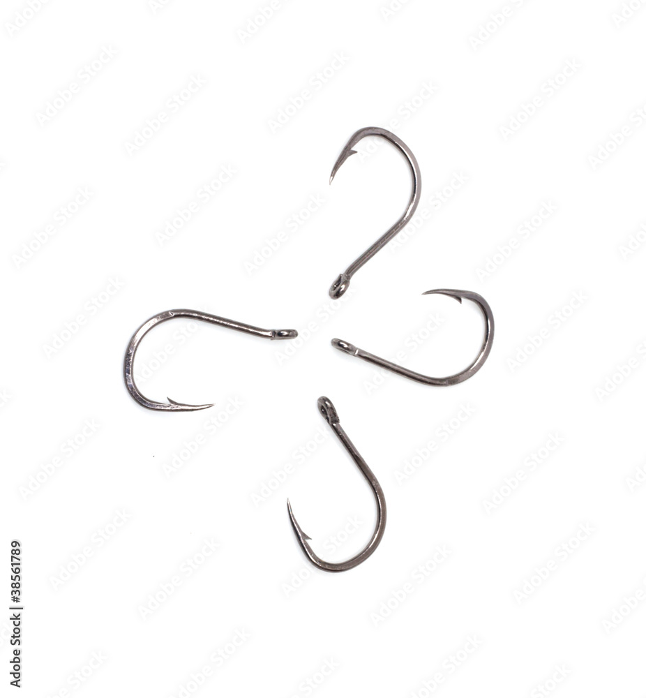 a fish hooks isolated on a white background