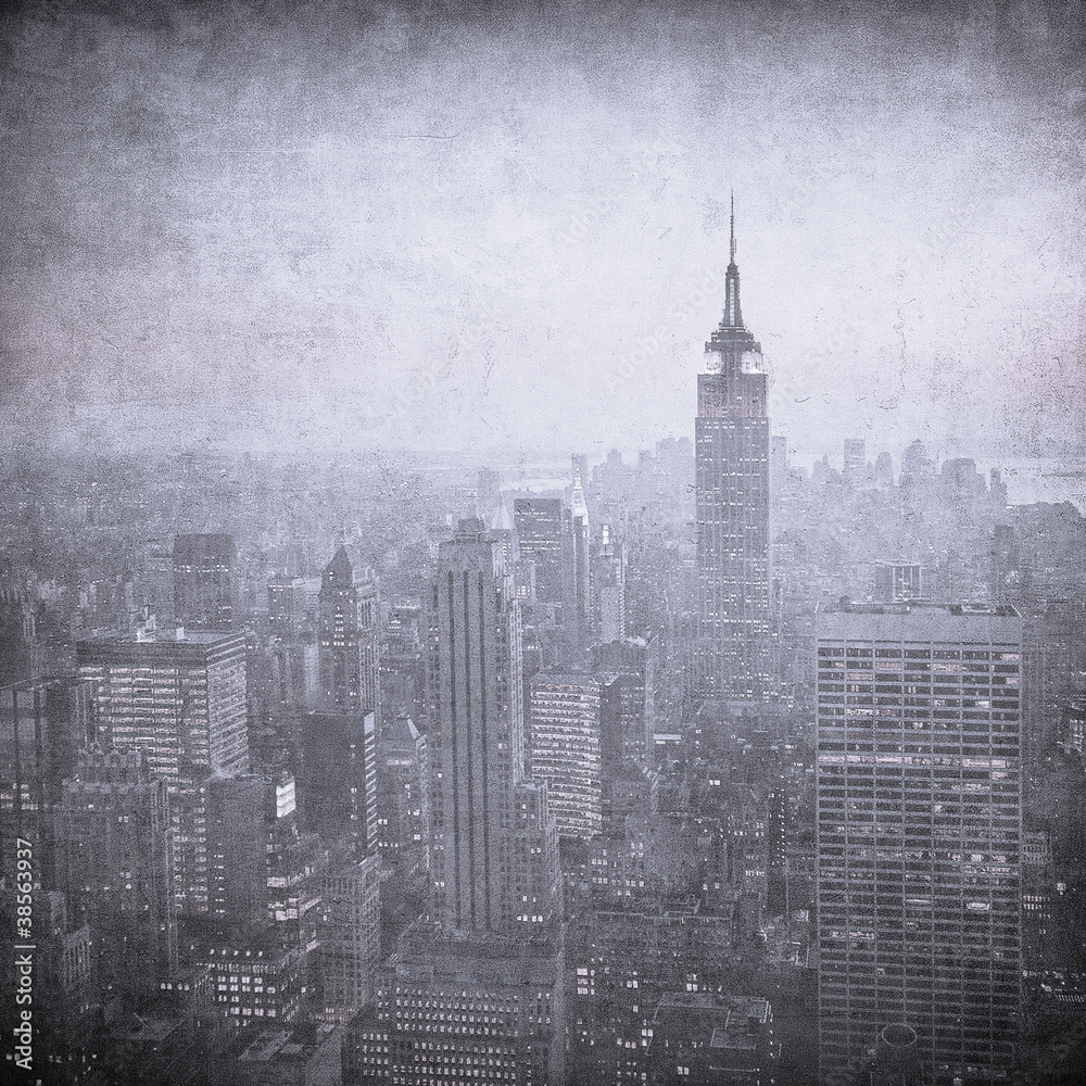 grunge image of new york skyline