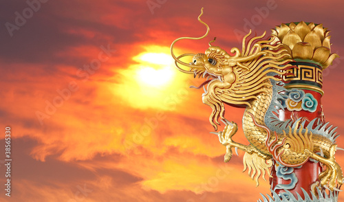 Twin Golden Chinese Dragon