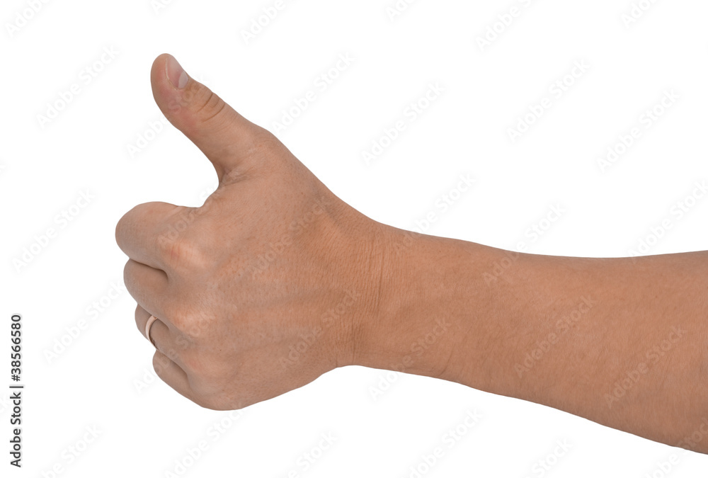 men's hand make thumbs up isolated over white men's hand make thumbs up isolated over white