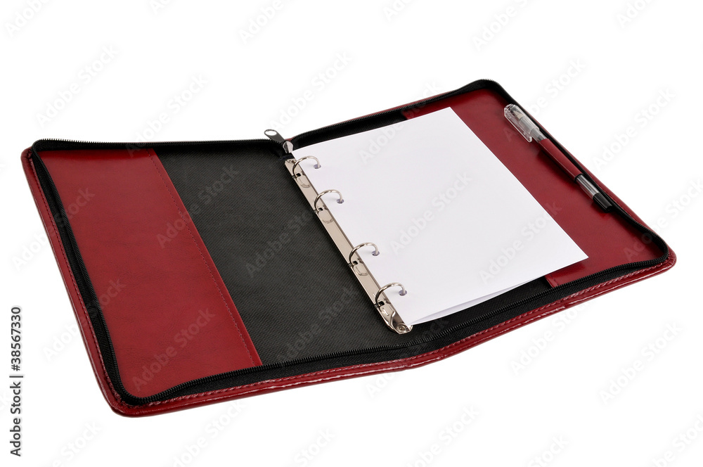 Red leather notebook cover with copy space Red leather notebook cover with copy space