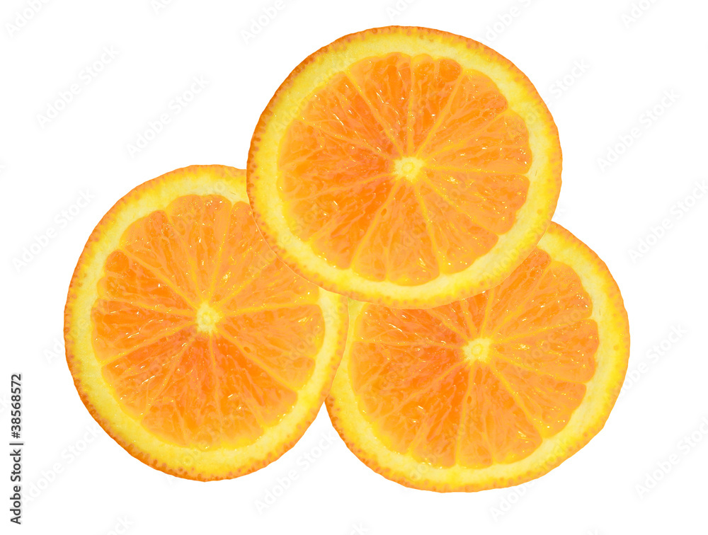 Slice of orange. isolated on white.