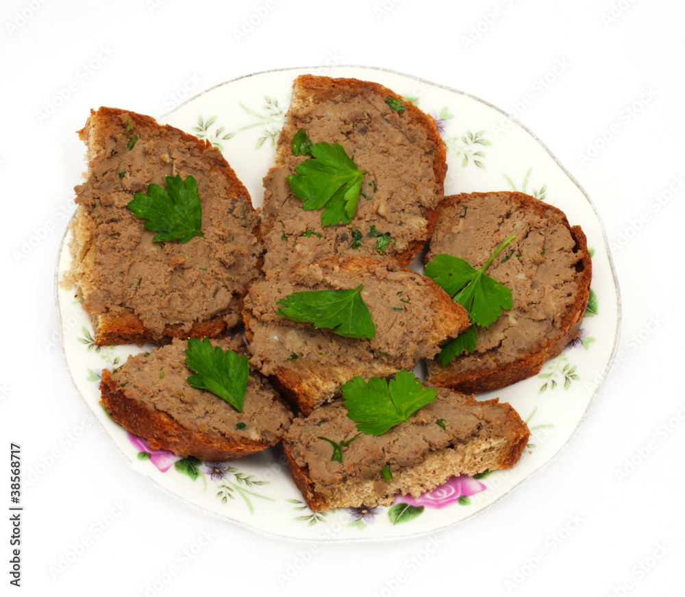 Sandwich with pate isolated on white Sandwich with pate isolated on white