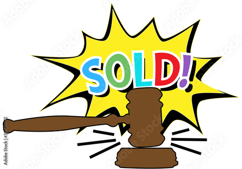 Auction gavel Sold cartoon icon