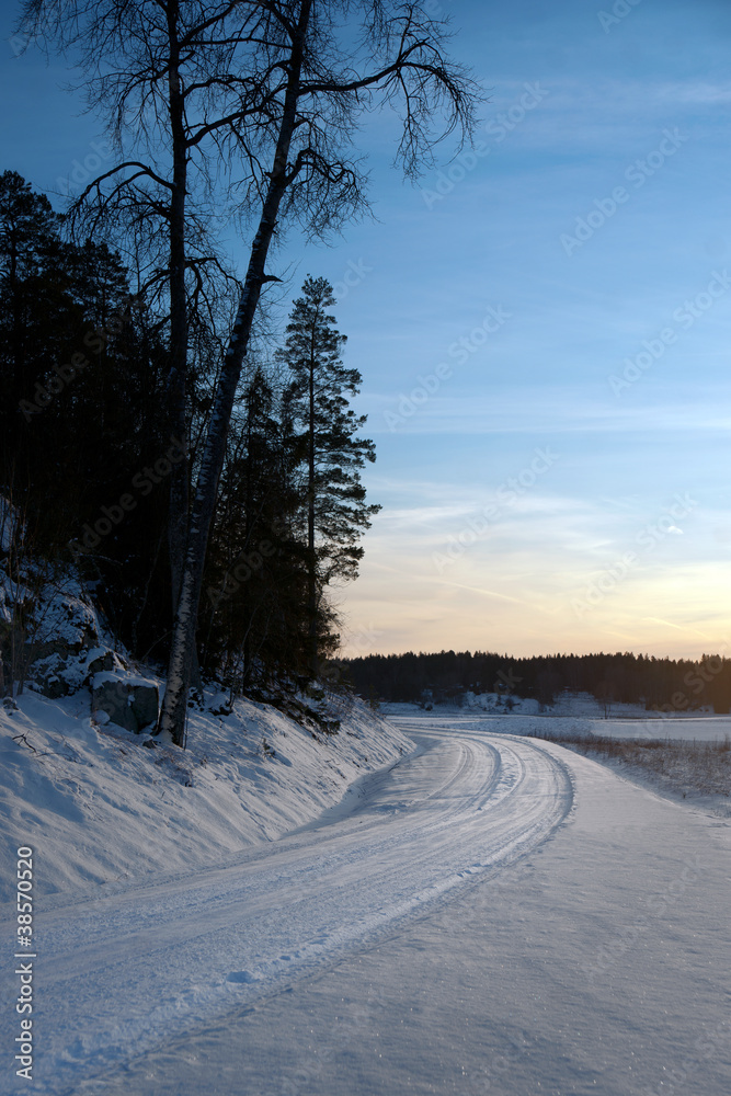 small winter road