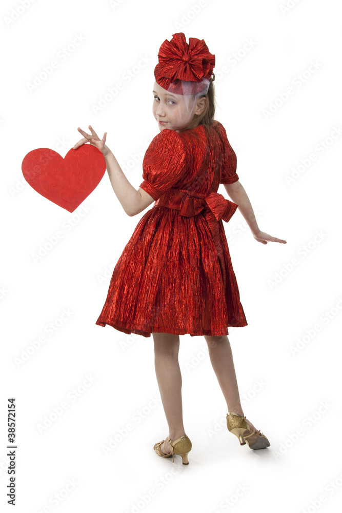 Small playful girl with heart in her hands Small playful girl with heart in her hands