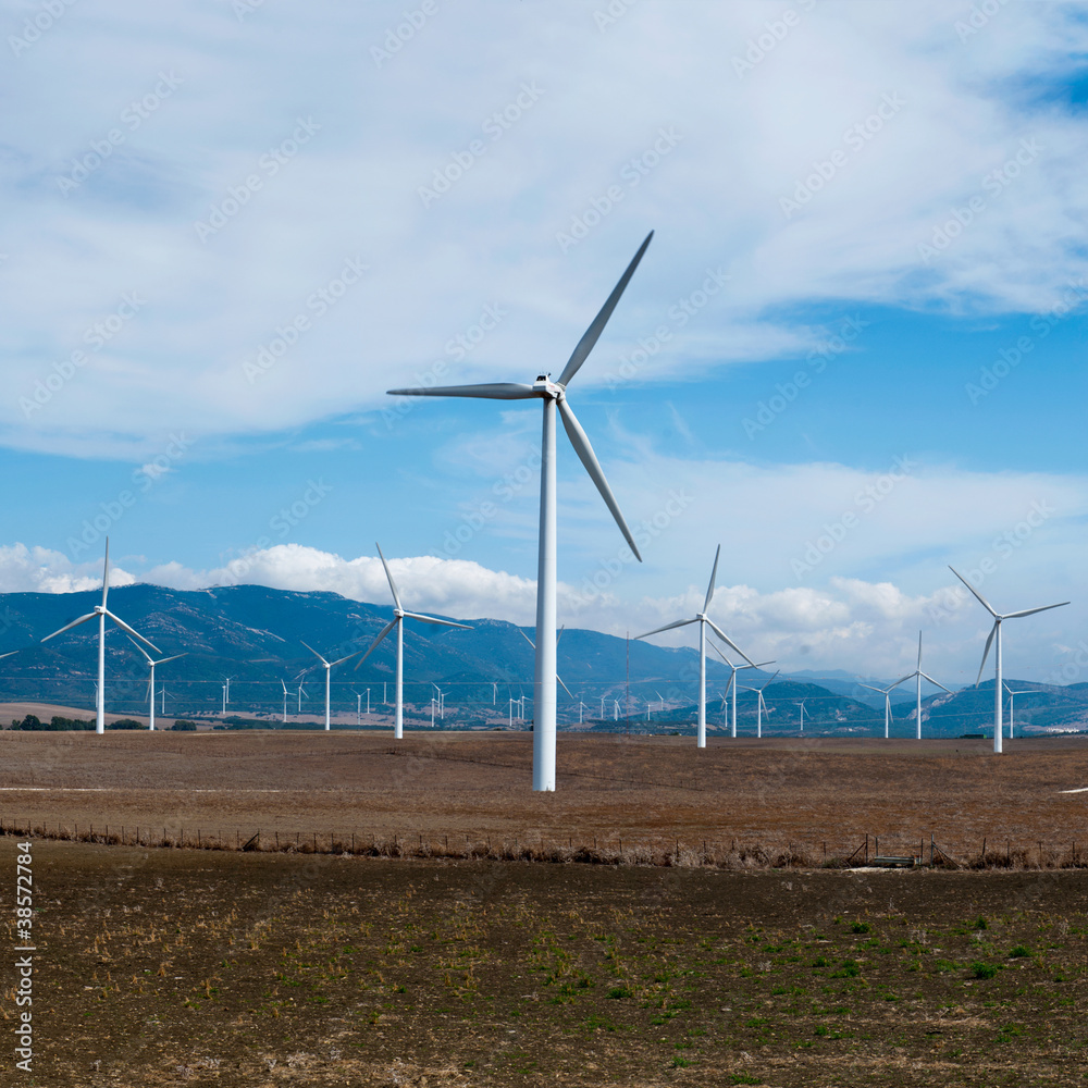 Windmills in summer landscape of Andalucia, Spain, Europe Windmills in summer landscape of Andalucia, Spain, Europe