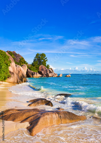 Tropical beach Source D'Argent at Seychelles