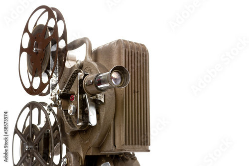 old film projector isolated on white