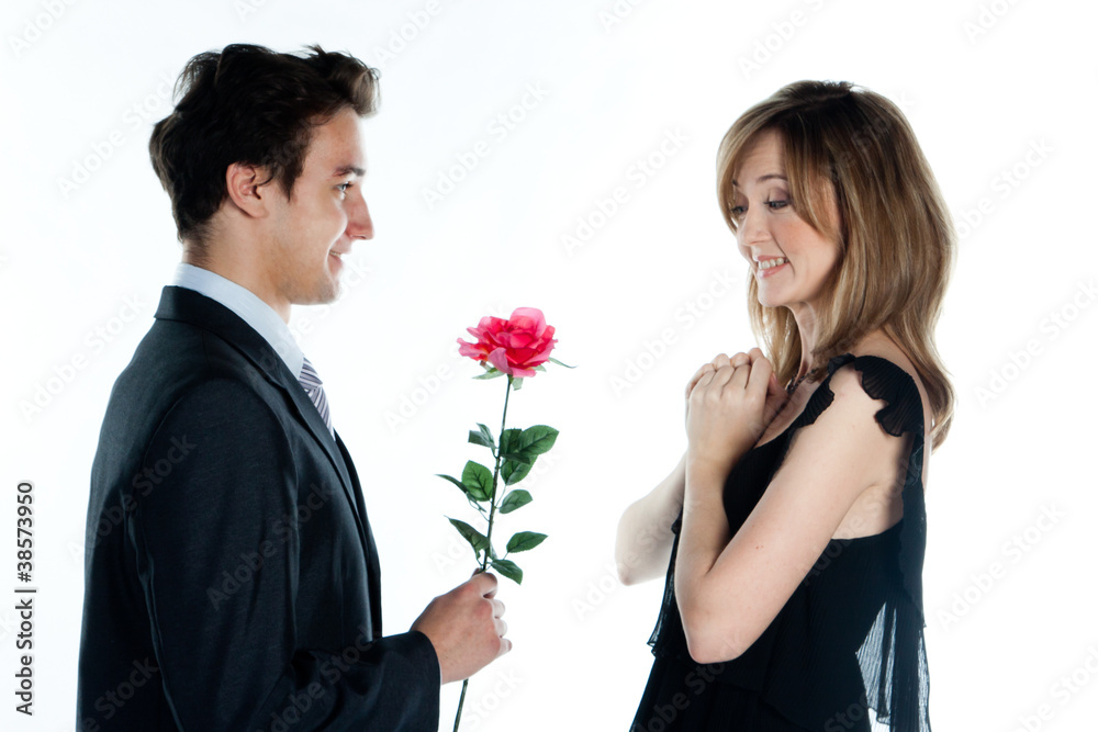 man gives a woman flowers man gives a woman flowers