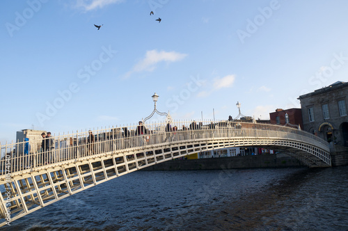 Photography The ha penny Bridge over River Liffey Dublin City Ireland
