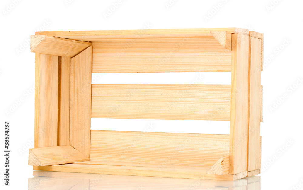 empty wooden crate isolated on white