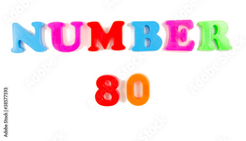 number 80 written in fridge magnets