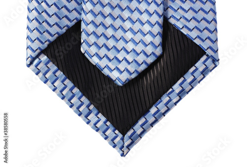 back view of blue tie