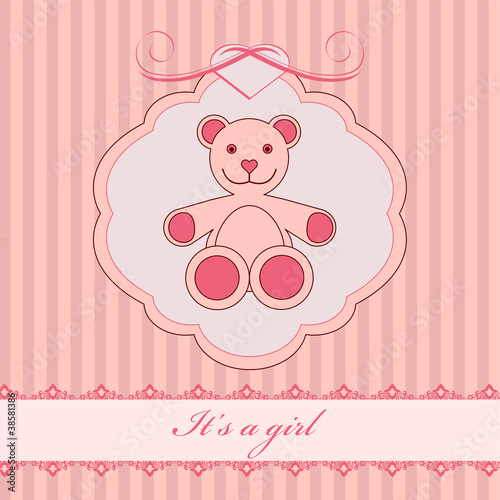 Vintage baby girl arrival announcement card