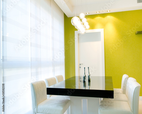 Living room with kitchen in a new house.