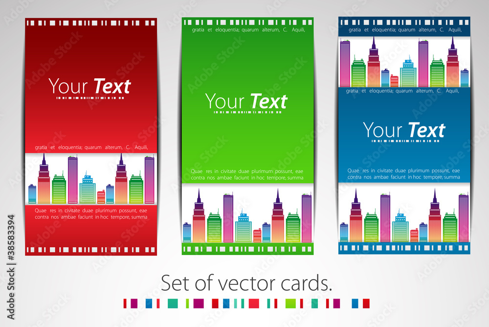 Set of cards. City theme. Vector