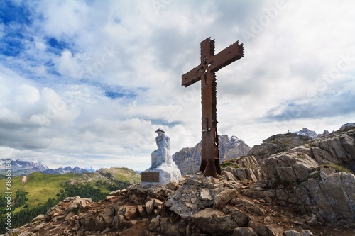 cross in Castellazzo mount, Trentino, Italy photo