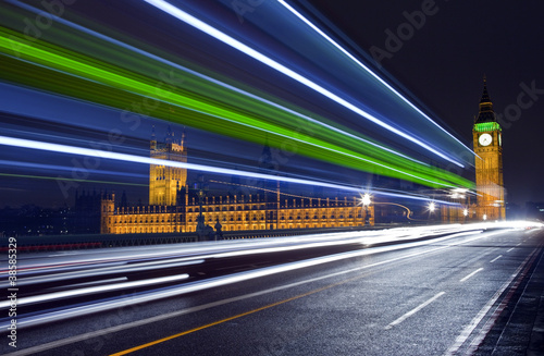 Traffic Trails Passing the Houses of Parliament
