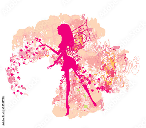 floral background with a beautiful fairy