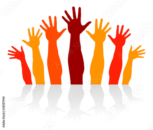 Happy hands with shadow vector.