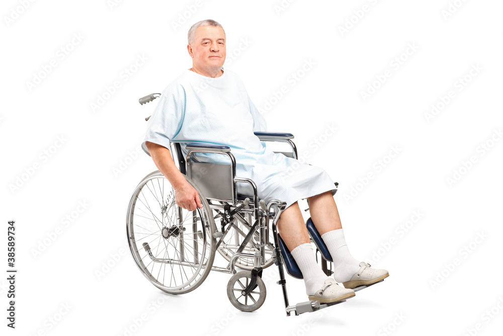 Male patient in a wheelchair