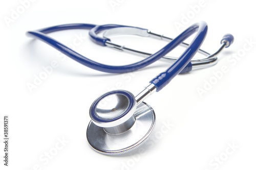 blue stethoscope isolated in white background