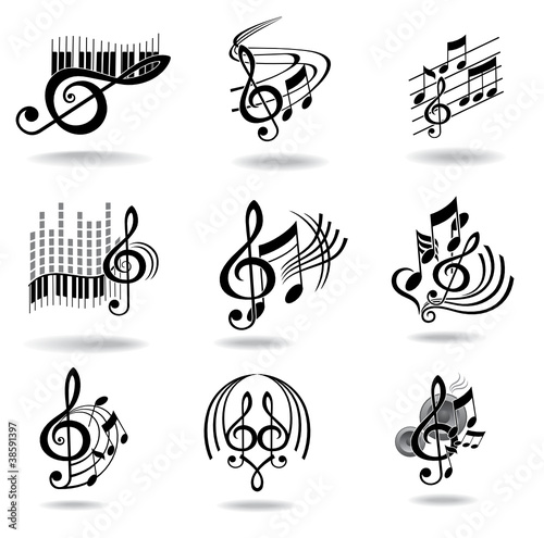 Music notes. Set of music design elements or icons.