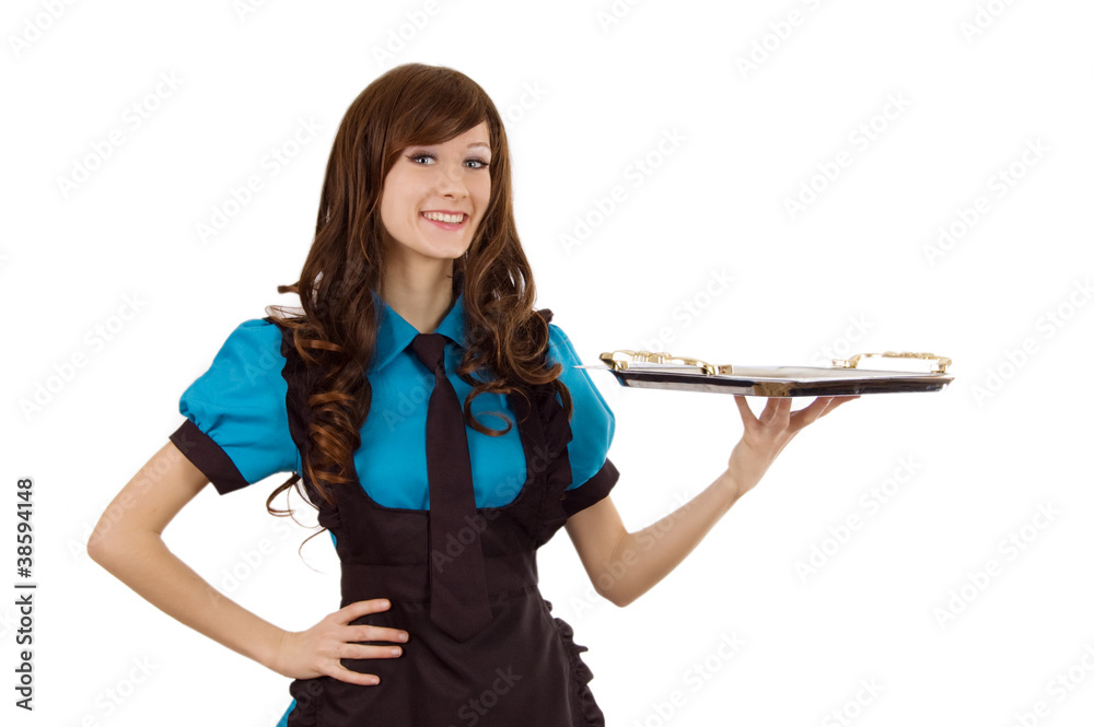 Servant girl with empty tray Servant girl with empty tray