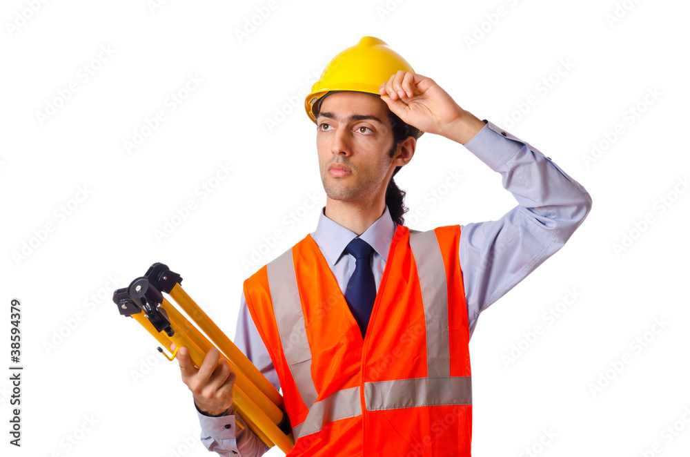 Young construction worker with hard hat Young construction worker with hard hat