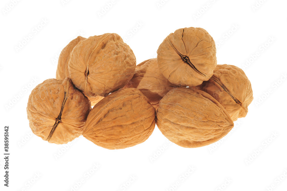 Dried Preserved Walnuts On White Background Dried Preserved Walnuts On White Background