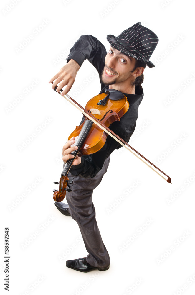 Violin player isolated on white Violin player isolated on white