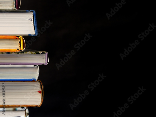 Untidy stack of books