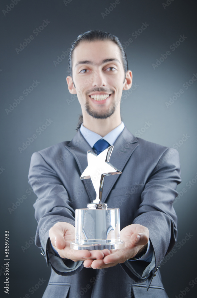 Businessman awarded with star award Businessman awarded with star award