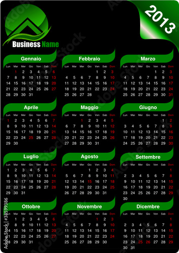 Calendario italiano 2013 a scopo commerciale (vettoriale)