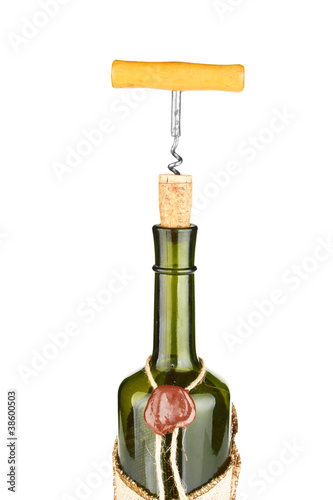 bottle with corkscrew photo