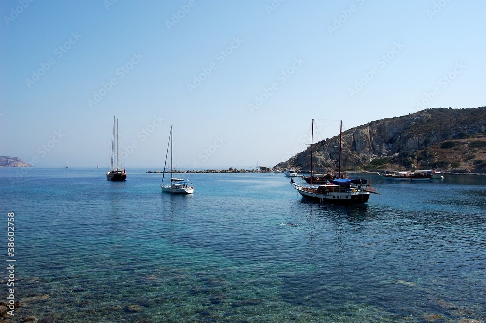 Bay with boat in Turkey