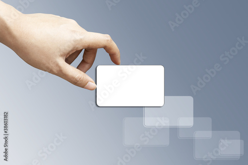 Beautiful hand with holding a white card.