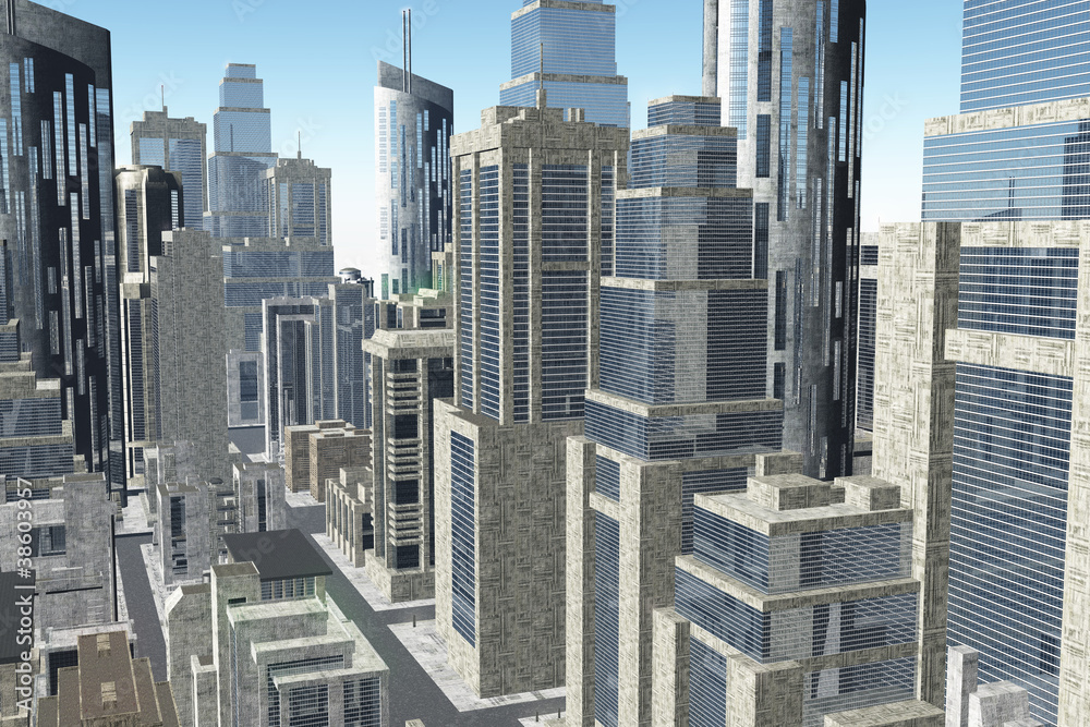 Fototapeta premium 3D Metropolis Aerial View