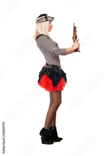 Beautiful young blonde with guns