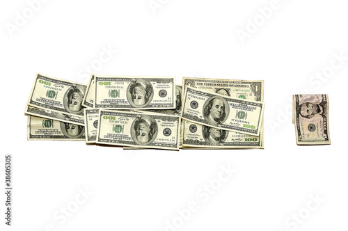 знак восклицания из банкнот долларов